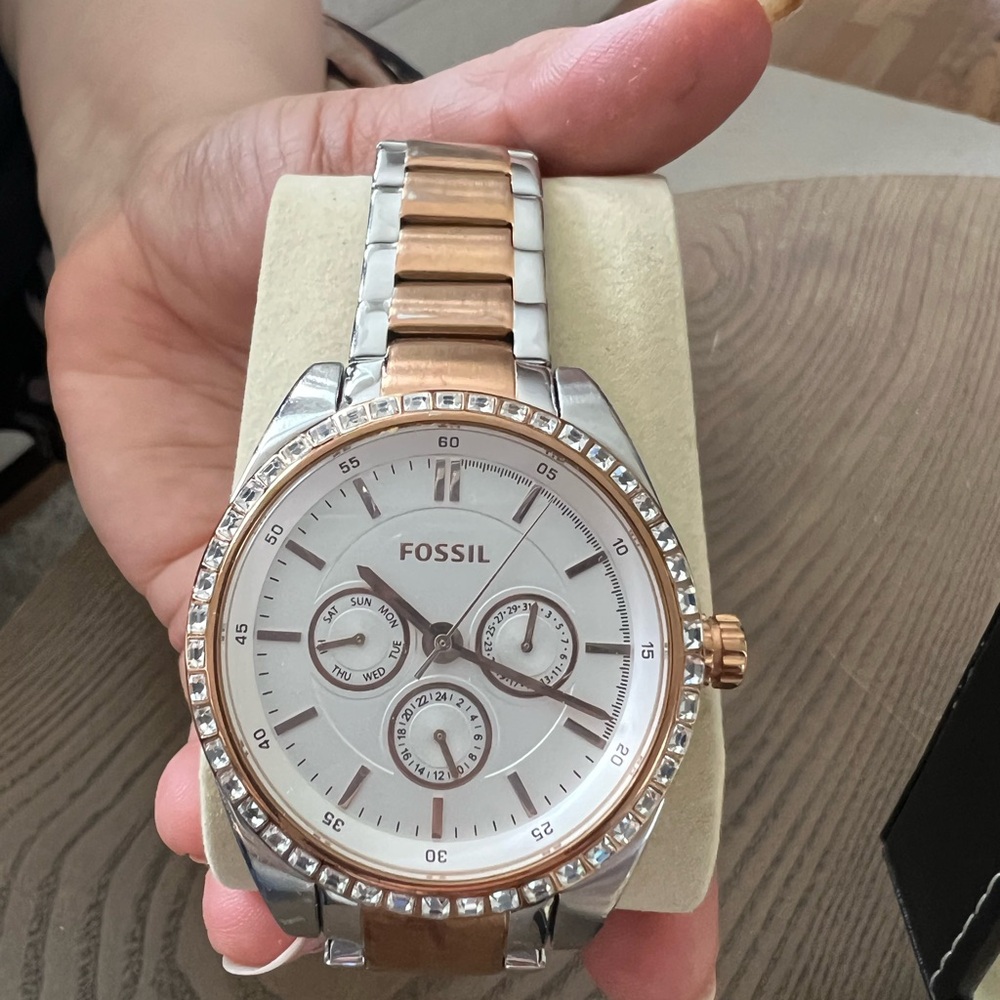 Fossil Silver and Rose Gold Women's Watch